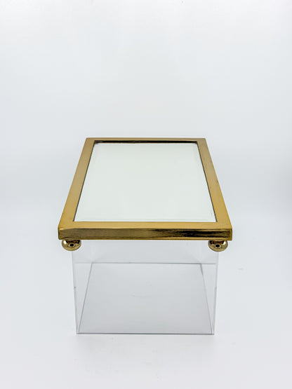 Vintage West Emory Rectangular Brass Mirrored Vanity Tray with Ball Feet