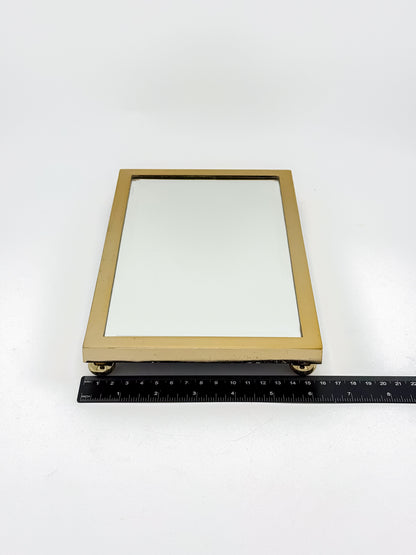 Vintage West Emory Rectangular Brass Mirrored Vanity Tray with Ball Feet