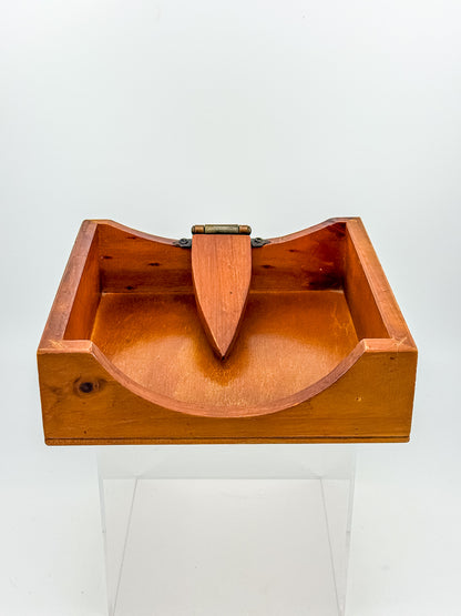 Australian-Made Wooden Napkin Holder with Hinged Hold-Down Arm, TLC Rustic Farmhouse Table Decor