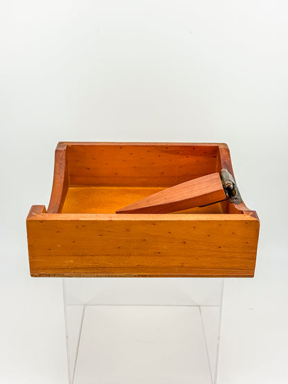 Australian-Made Wooden Napkin Holder with Hinged Hold-Down Arm, TLC Rustic Farmhouse Table Decor