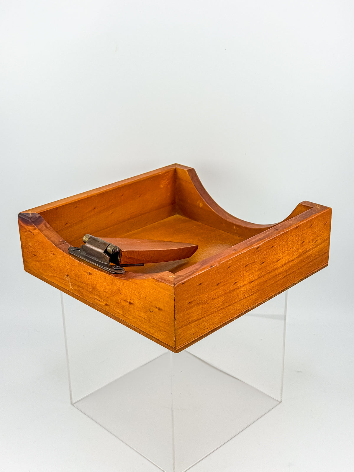 Australian-Made Wooden Napkin Holder with Hinged Hold-Down Arm, TLC Rustic Farmhouse Table Decor