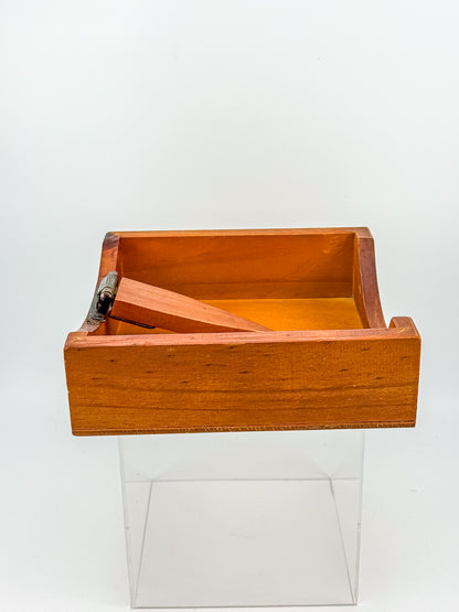 Australian-Made Wooden Napkin Holder with Hinged Hold-Down Arm, TLC Rustic Farmhouse Table Decor