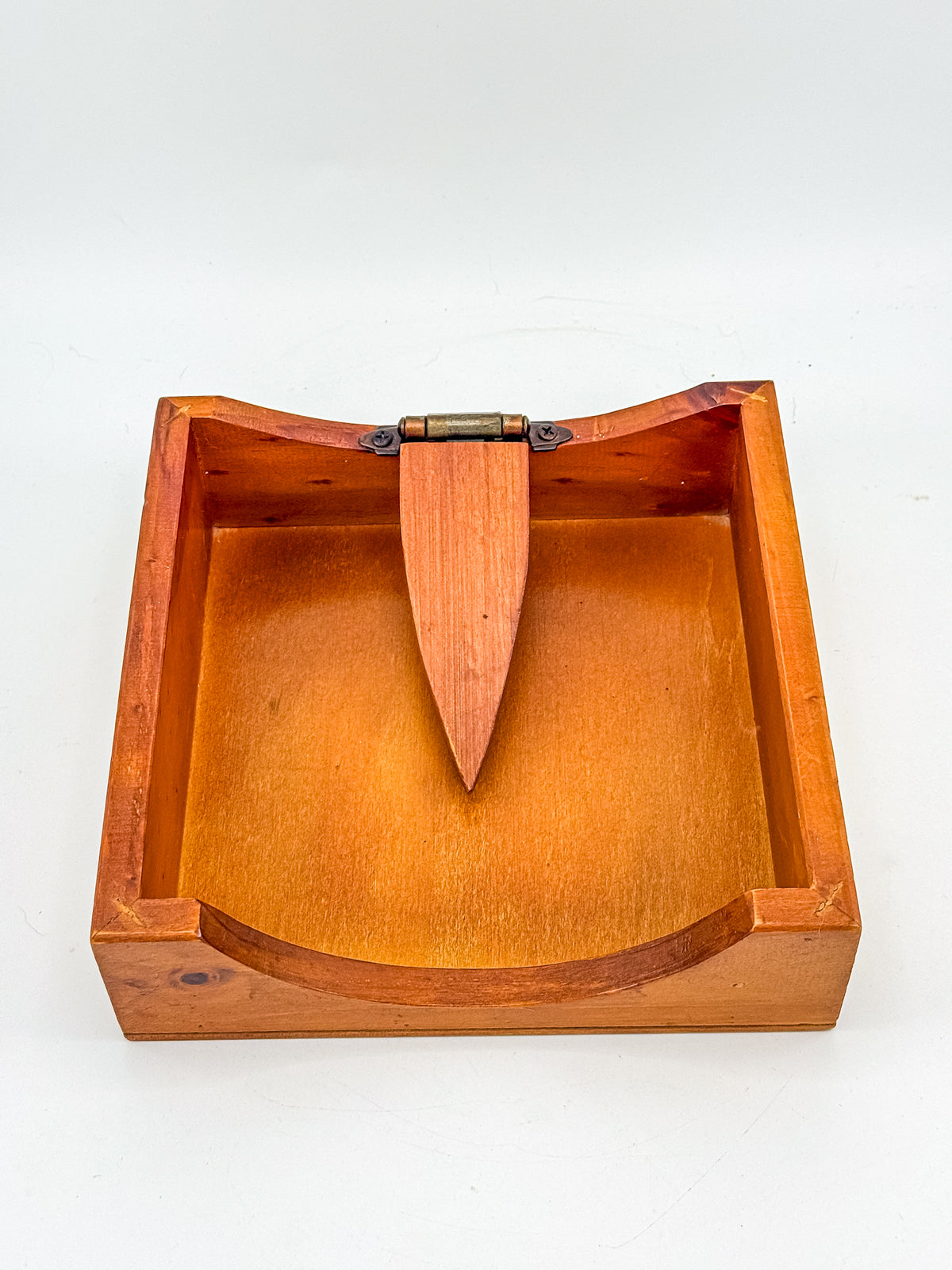 Australian-Made Wooden Napkin Holder with Hinged Hold-Down Arm, TLC Rustic Farmhouse Table Decor