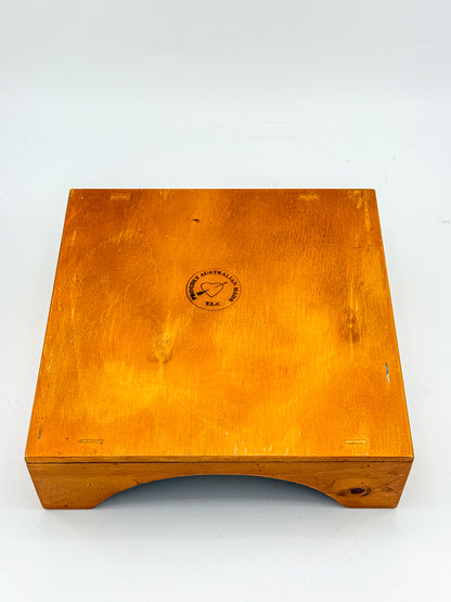 Australian-Made Wooden Napkin Holder with Hinged Hold-Down Arm, TLC Rustic Farmhouse Table Decor