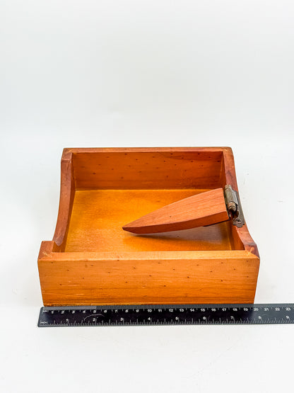 Australian-Made Wooden Napkin Holder with Hinged Hold-Down Arm, TLC Rustic Farmhouse Table Decor