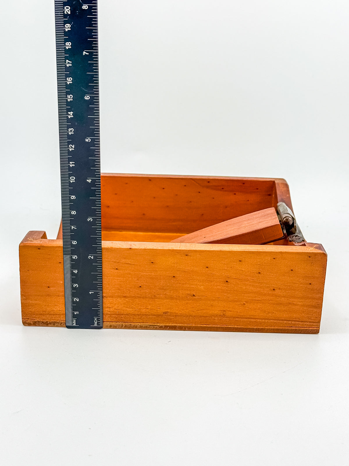 Australian-Made Wooden Napkin Holder with Hinged Hold-Down Arm, TLC Rustic Farmhouse Table Decor