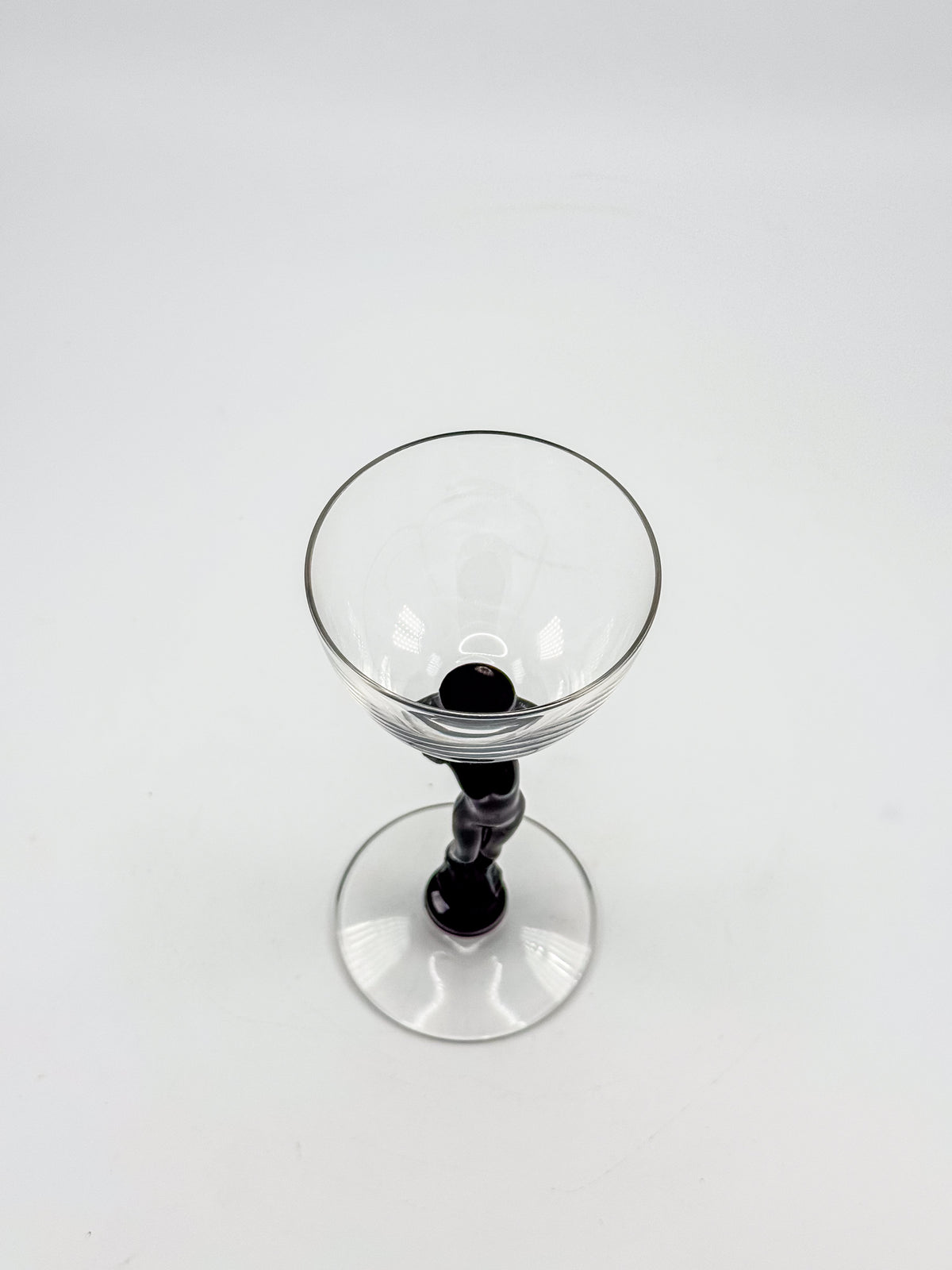 Vintage Cambridge Nude Stem Cocktail Glass with Ebony Black Figural Lady, Art Deco Goblet, Sold Individually