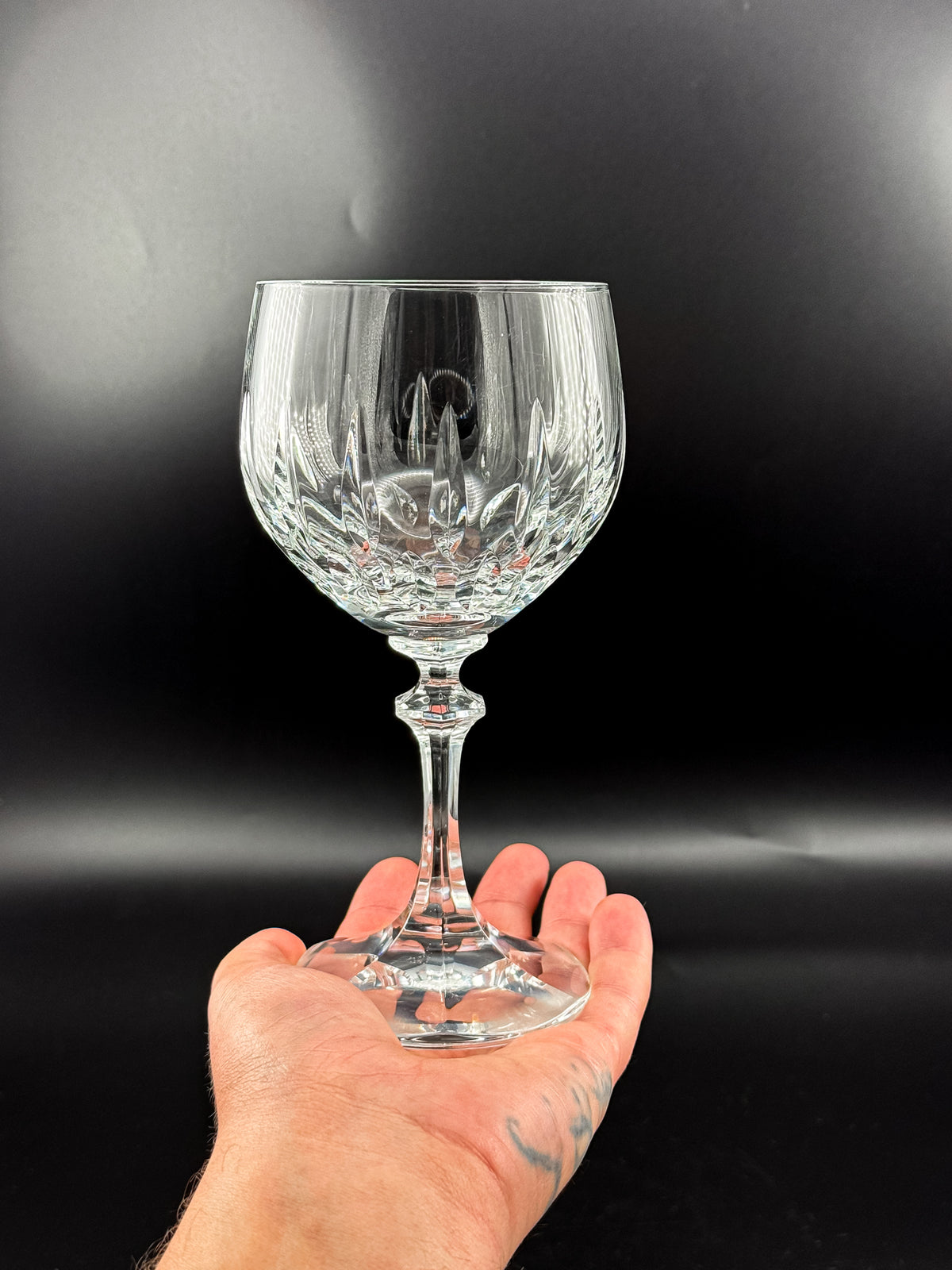 Schott-Zwiesel Gardone Water Goblet with Patterned Bowl and Faceted Stem, Sold Individually