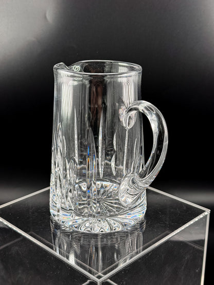 Atlantis Lisbon Cut Glass Pitcher, 20 Oz, with Vertical Facets, Starburst Base and Curved Handle