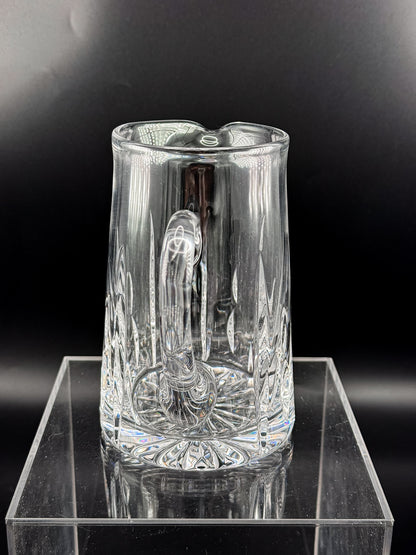 Atlantis Lisbon Cut Glass Pitcher, 20 Oz, with Vertical Facets, Starburst Base and Curved Handle