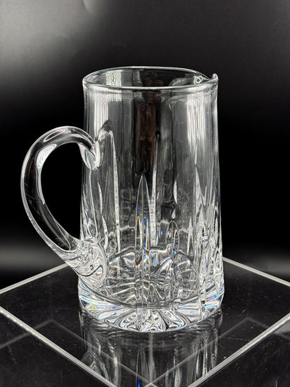 Atlantis Lisbon Cut Glass Pitcher, 20 Oz, with Vertical Facets, Starburst Base and Curved Handle