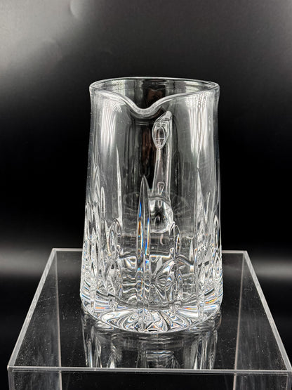 Atlantis Lisbon Cut Glass Pitcher, 20 Oz, with Vertical Facets, Starburst Base and Curved Handle