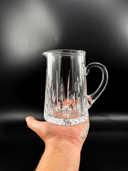Atlantis Lisbon Cut Glass Pitcher, 20 Oz, with Vertical Facets, Starburst Base and Curved Handle