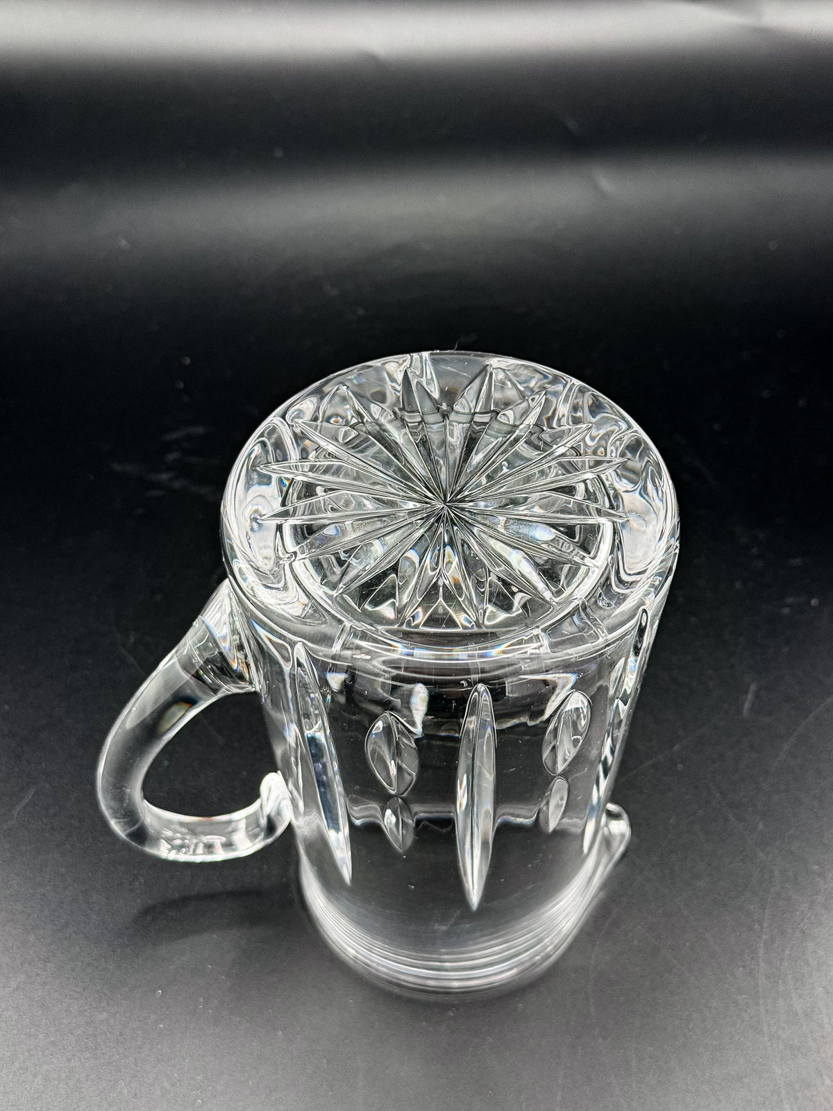 Atlantis Lisbon Cut Glass Pitcher, 20 Oz, with Vertical Facets, Starburst Base and Curved Handle