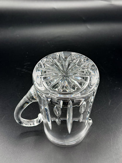 Atlantis Lisbon Cut Glass Pitcher, 20 Oz, with Vertical Facets, Starburst Base and Curved Handle