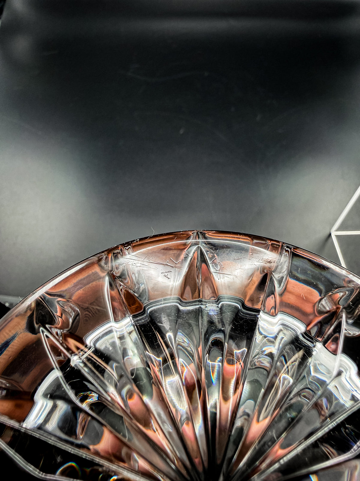 Atlantis Lisbon Cut Glass Pitcher, 20 Oz, with Vertical Facets, Starburst Base and Curved Handle
