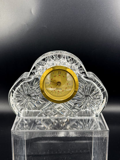 Vintage Mercedes West German Crystal Mantel Clock with Starburst Design, Appears Non-Working