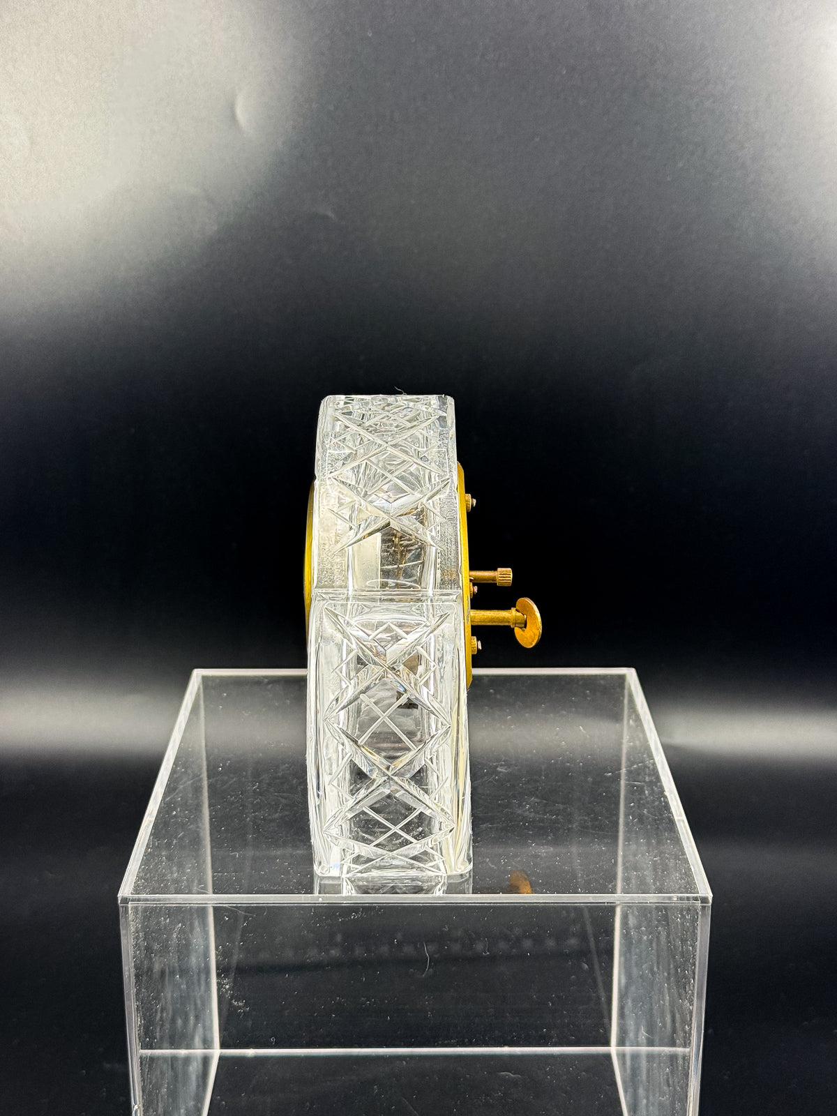 Vintage Mercedes West German Crystal Mantel Clock with Starburst Design, Appears Non-Working