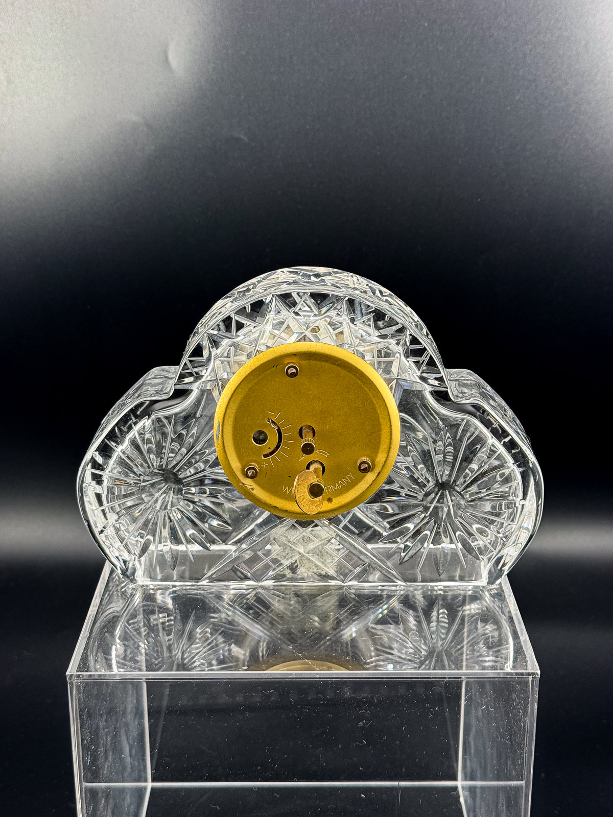 Vintage Mercedes West German Crystal Mantel Clock with Starburst Design, Appears Non-Working