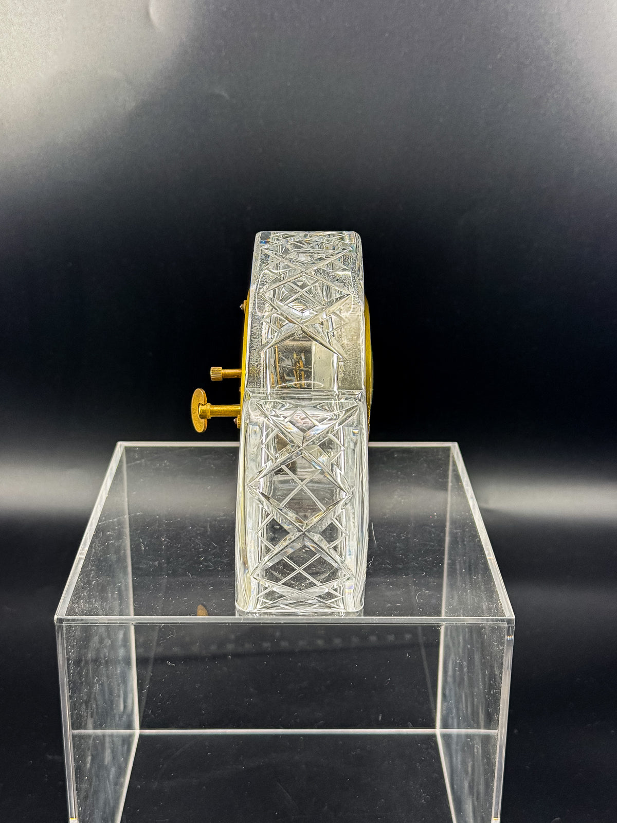 Vintage Mercedes West German Crystal Mantel Clock with Starburst Design, Appears Non-Working