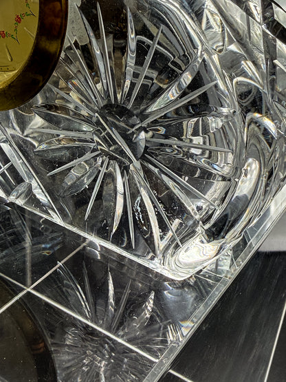 Vintage Mercedes West German Crystal Mantel Clock with Starburst Design, Appears Non-Working