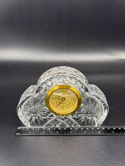 Vintage Mercedes West German Crystal Mantel Clock with Starburst Design, Appears Non-Working