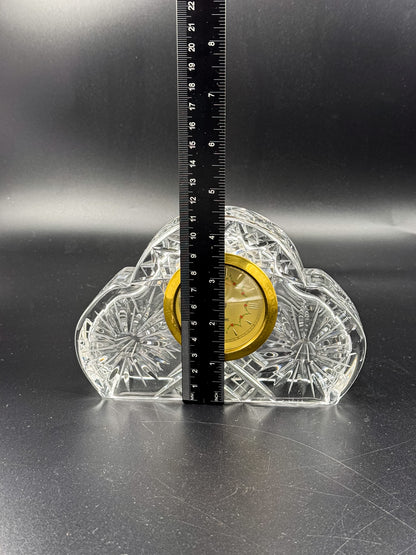 Vintage Mercedes West German Crystal Mantel Clock with Starburst Design, Appears Non-Working