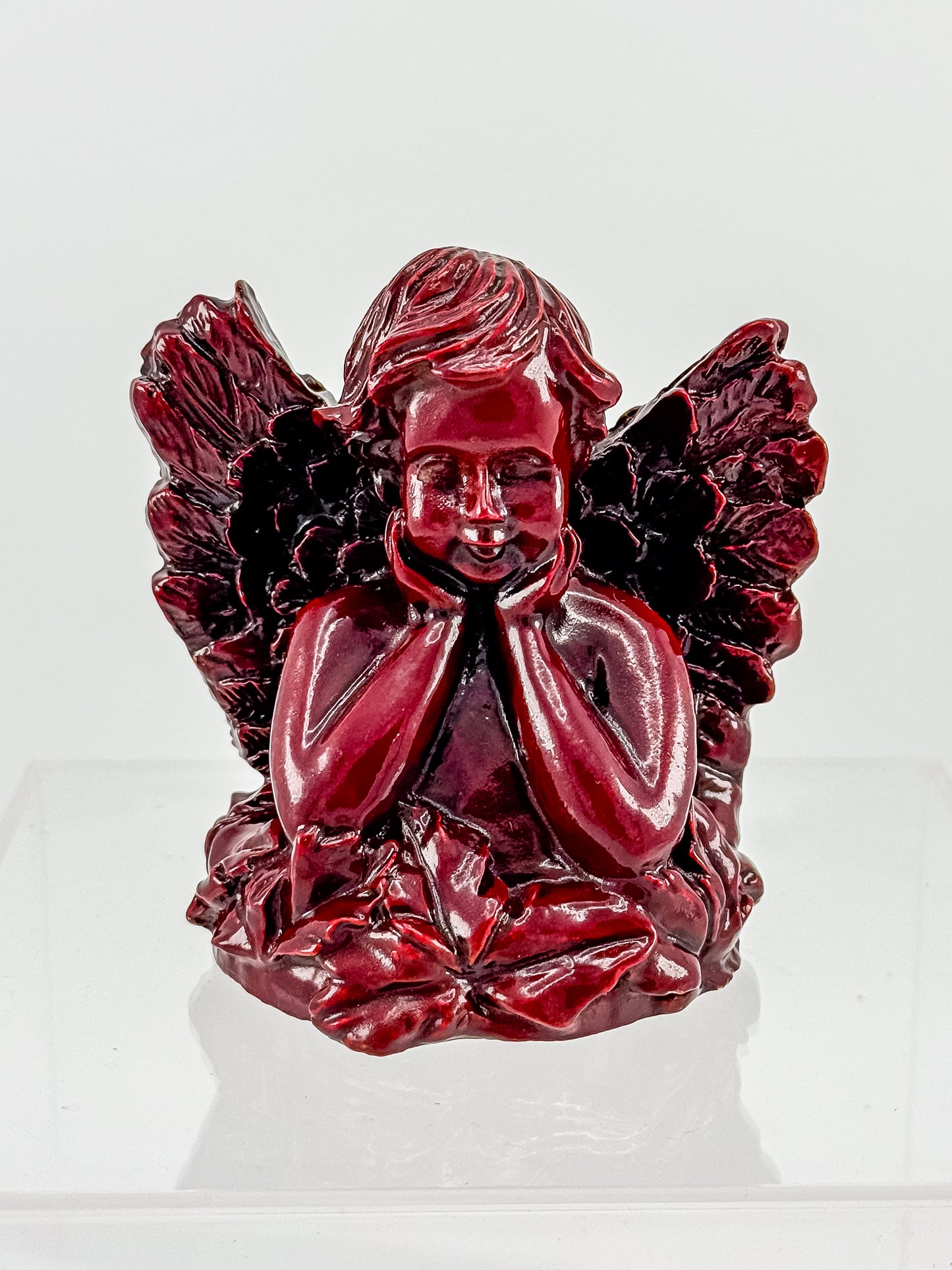 Vintage Ruby Red Resin Angel Figurine
