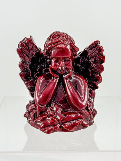 Vintage Ruby Red Resin Angel Figurine