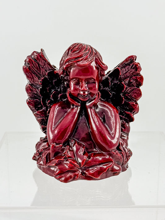 Vintage Ruby Red Resin Angel Figurine