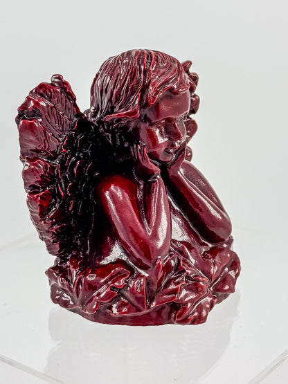 Vintage Ruby Red Resin Angel Figurine