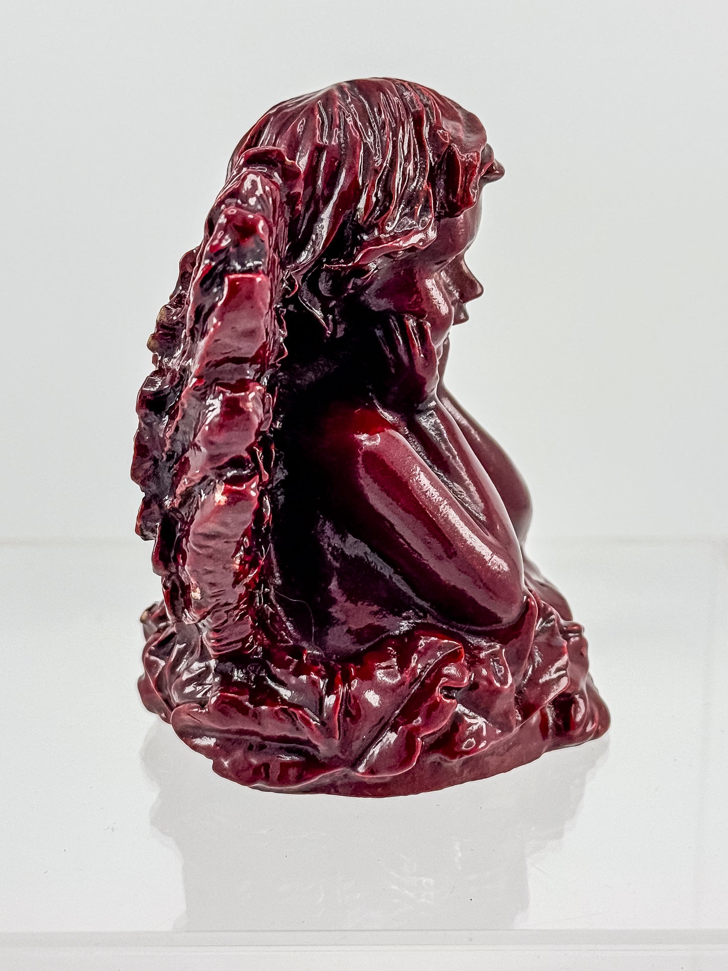 Vintage Ruby Red Resin Angel Figurine