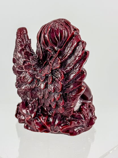 Vintage Ruby Red Resin Angel Figurine