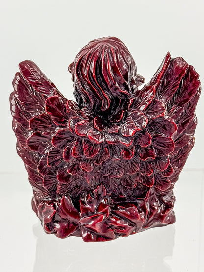 Vintage Ruby Red Resin Angel Figurine