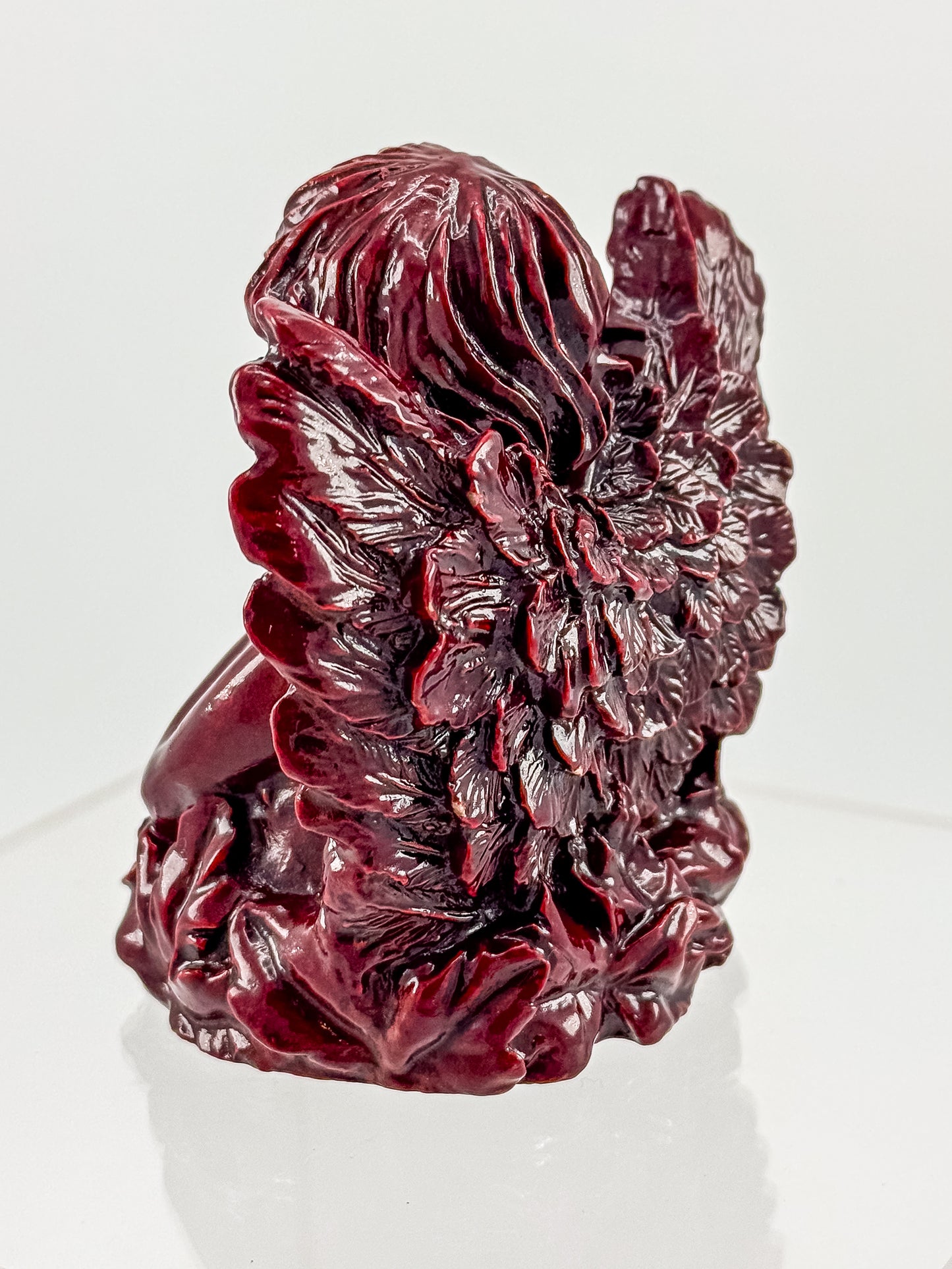 Vintage Ruby Red Resin Angel Figurine