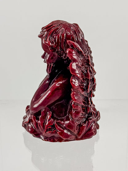 Vintage Ruby Red Resin Angel Figurine