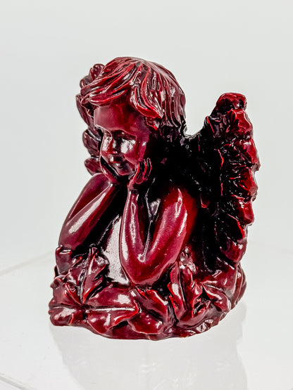 Vintage Ruby Red Resin Angel Figurine