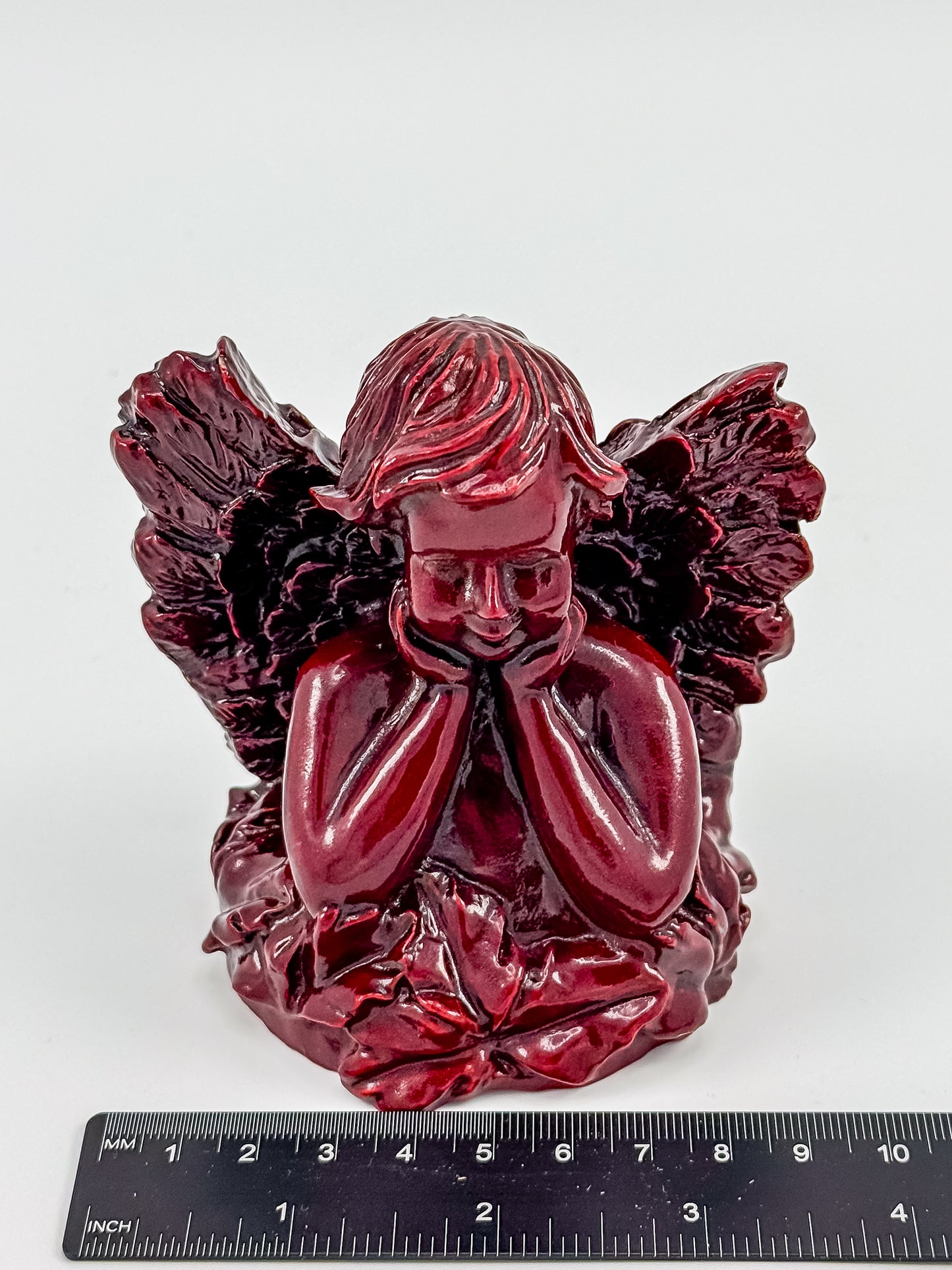 Vintage Ruby Red Resin Angel Figurine