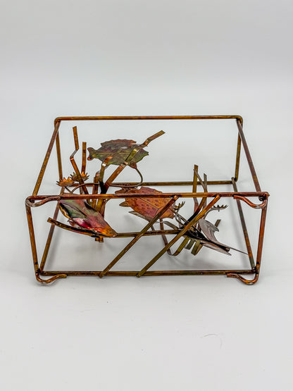 Vintage Brutalist Mixed Metal Fish Waterless Aquarium Sculpture