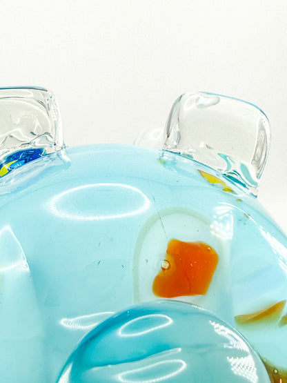 Murano Style Art Glass Pig Figurine with Millefiori