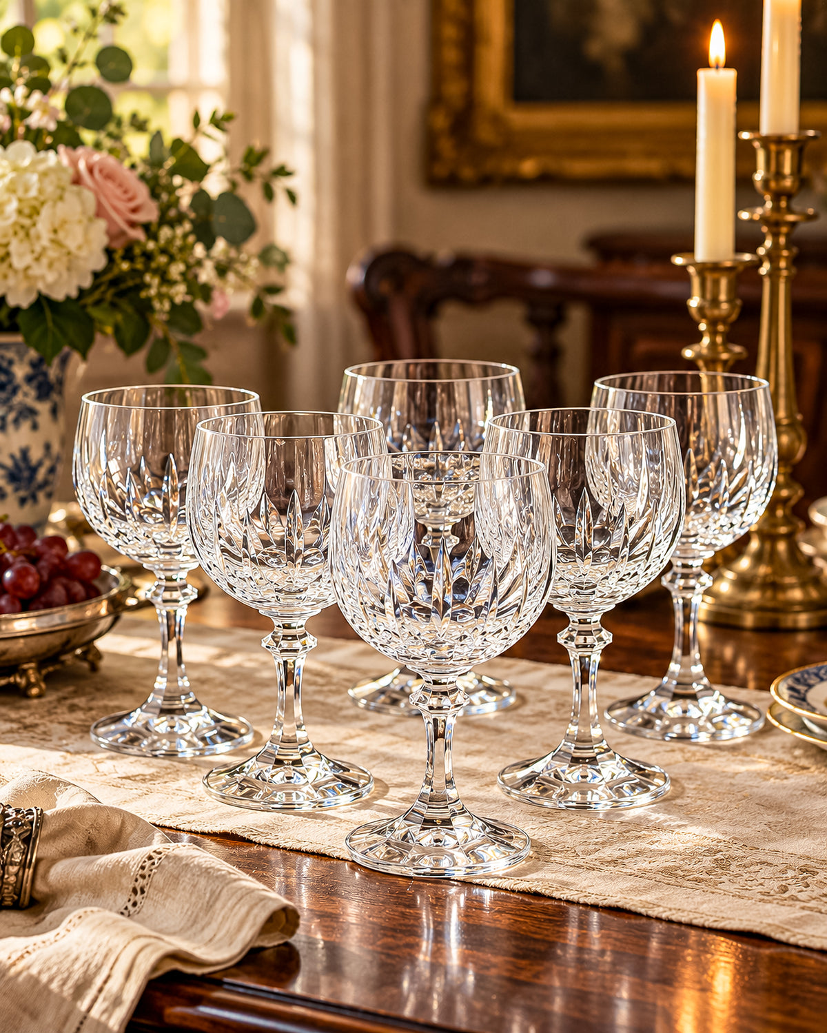 Schott-Zwiesel Gardone Water Goblet with Patterned Bowl and Faceted Stem, Sold Individually