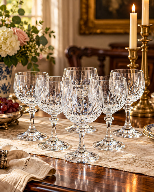 Schott-Zwiesel Gardone Water Goblet with Patterned Bowl and Faceted Stem, Sold Individually