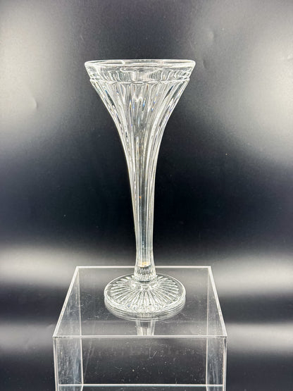 Vintage New Martinsville Fluted Trumpet Shelf Support Vase, Ribbed Clear Glass Shelf Divider Bud Vase, Starburst Base