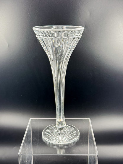 Vintage New Martinsville Fluted Trumpet Shelf Support Vase, Ribbed Clear Glass Shelf Divider Bud Vase, Starburst Base