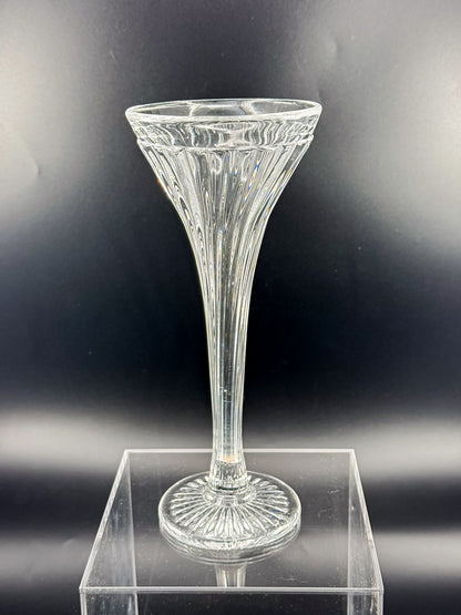 Vintage New Martinsville Fluted Trumpet Shelf Support Vase, Ribbed Clear Glass Shelf Divider Bud Vase, Starburst Base