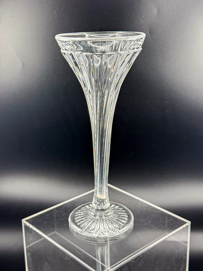 Vintage New Martinsville Fluted Trumpet Shelf Support Vase, Ribbed Clear Glass Shelf Divider Bud Vase, Starburst Base