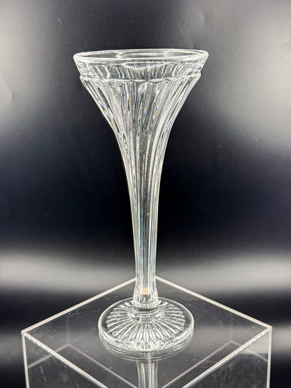 Vintage New Martinsville Fluted Trumpet Shelf Support Vase, Ribbed Clear Glass Shelf Divider Bud Vase, Starburst Base