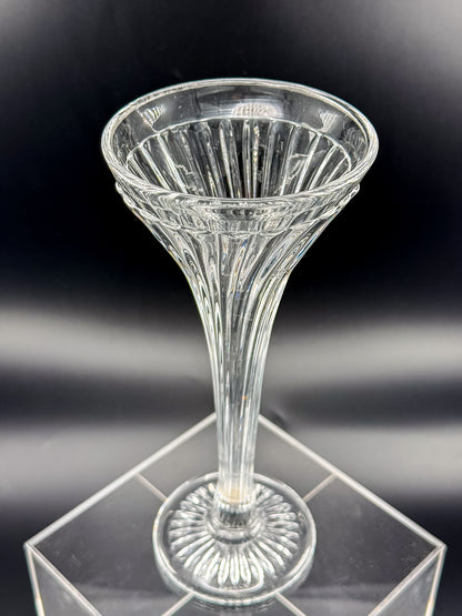 Vintage New Martinsville Fluted Trumpet Shelf Support Vase, Ribbed Clear Glass Shelf Divider Bud Vase, Starburst Base