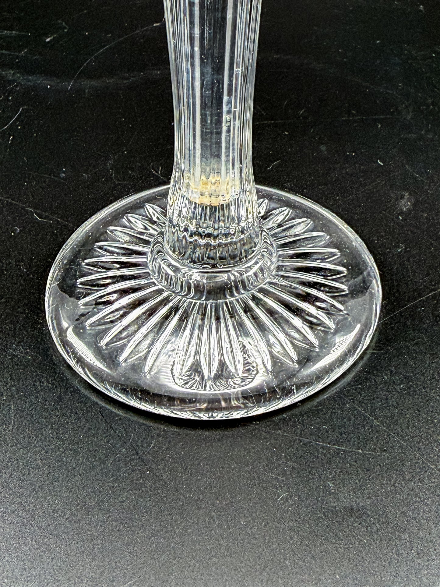 Vintage New Martinsville Fluted Trumpet Shelf Support Vase, Ribbed Clear Glass Shelf Divider Bud Vase, Starburst Base