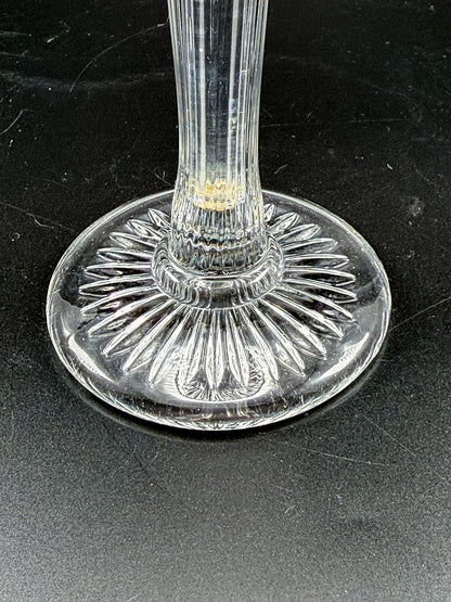 Vintage New Martinsville Fluted Trumpet Shelf Support Vase, Ribbed Clear Glass Shelf Divider Bud Vase, Starburst Base